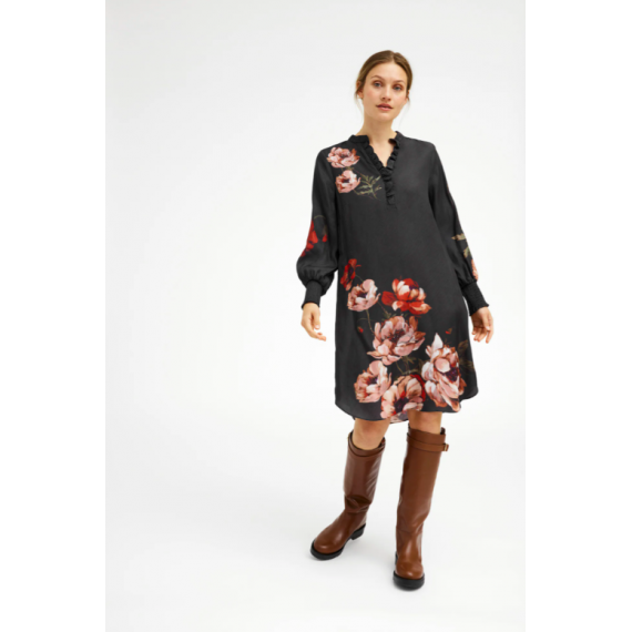Gustav, Costa dress. Choc/coral