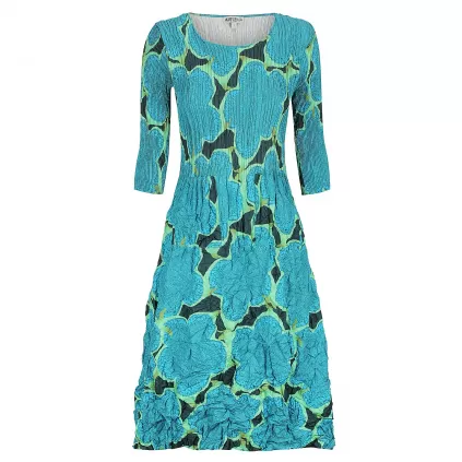 Alquema. 3/4 Sleeve Smash Pocket Dress. Flower map.