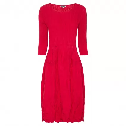 Alquema. 3/4 Sleeve Smash Pocket Dress. Raspberry