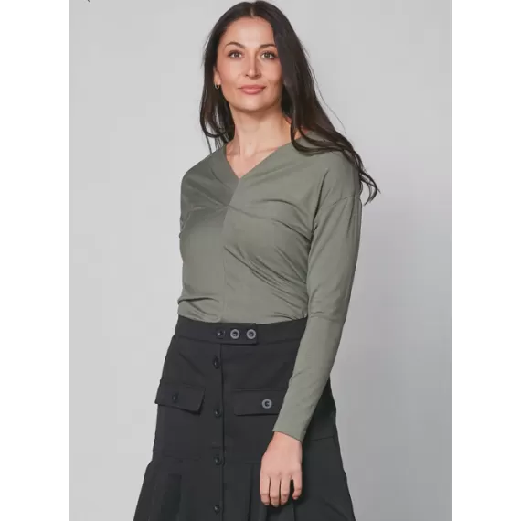 NÜ Yasmi langermet T-skjorte. Olive