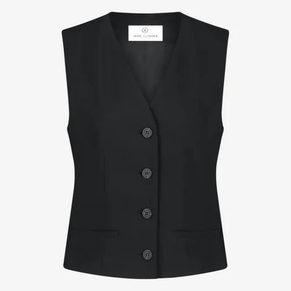 Jane Lushka. Kay stretch Vest. Black with white stripe