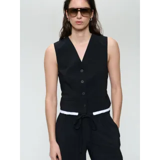 Jane Lushka. Kay stretch Vest. Black with white stripe