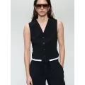 Jane Lushka. Kay stretch Vest. Black with white stripe
