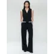 Jane Lushka.Antiny strech technical jersey pants. Black with white stripe