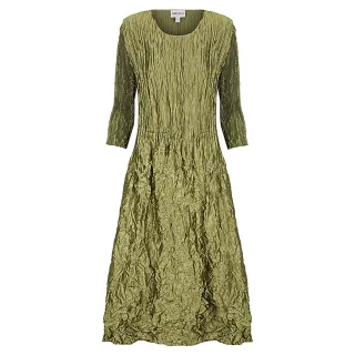 Alquema. Glossy Smash Pocket Dress. Olive