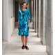 Alquema. 3/4 Sleeve Smash Pocket Dress. Glossy tangerine