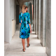 Alquema. 3/4 Sleeve Smash Pocket Dress. Glossy tangerine