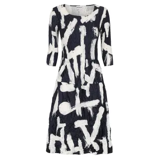 Alquema. 3/4 Sleeve Smash Pocket Dress. Indigo noise