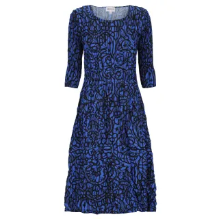 Alquema. 3/4 Sleeve Smash Pocket Dress. Lapis gems