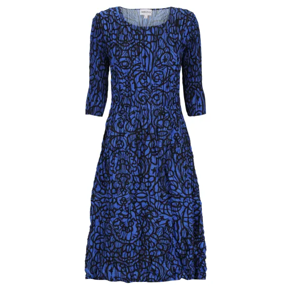 Alquema. 3/4 Sleeve Smash Pocket Dress. Lapis gems