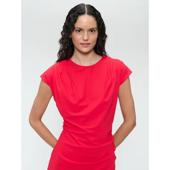 Jane Lushka.Luxor studio dress technical jersey. Red