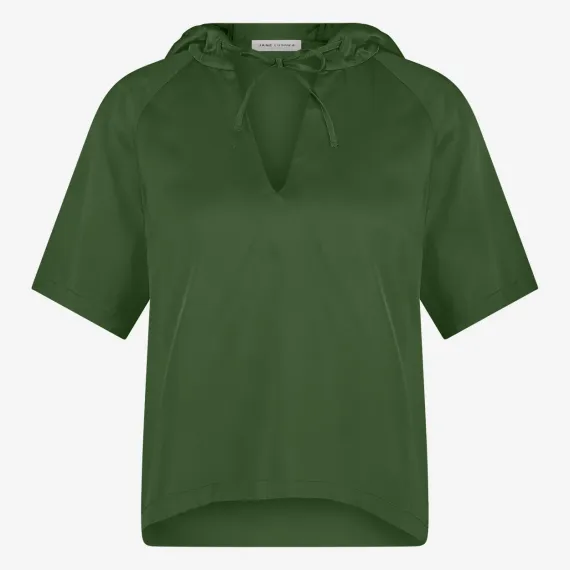 Jane Lushka. Evi saten viscose blouse Oliva Green