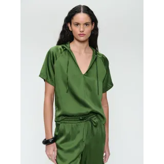 Jane Lushka. Evi saten viscose blouse Oliva Green