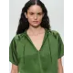 Jane Lushka. Evi saten viscose blouse Oliva Green