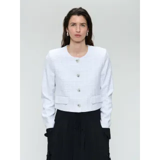 Jane Lushka. Joke textured metallic blazer. White silver