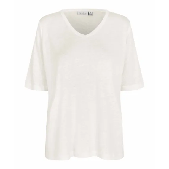 Masai. Ballumi lin-mix jersey top. Hvit