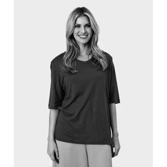Masai. Ballumi lin-mix jersey top. Svart