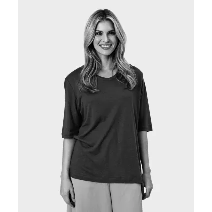 Masai. Ballumi lin-mix jersey top. Svart