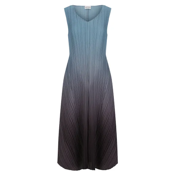 Alquema. Long estrella dress. Blue Steel to Graphite