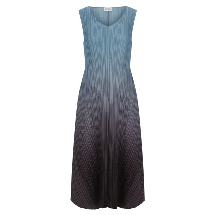 Alquema. Long estrella dress. Blue Steel to Graphite