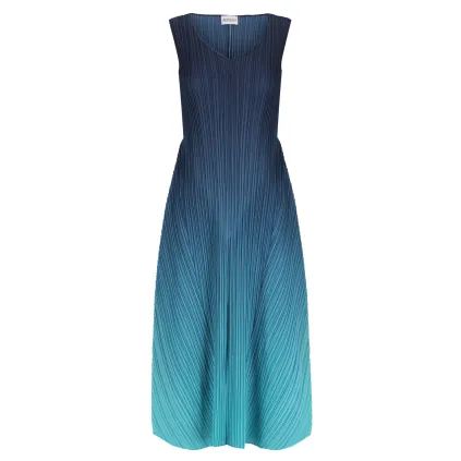 Alquema. Long estrella dress.Twilight Blue to Peacock