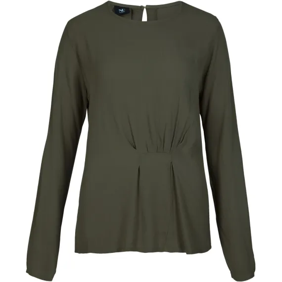 NÜ. ANNI drapert bluse. Dark green