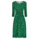 Alquema. 3/4 Sleeve Smash Pocket Dress. Emerald leopard