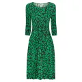 Alquema. 3/4 Sleeve Smash Pocket Dress. Emerald leopard