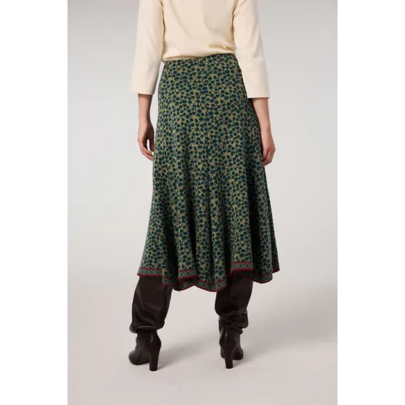 Himalaya.  Sisa jaquard langt skjørt. Flaskegrønn