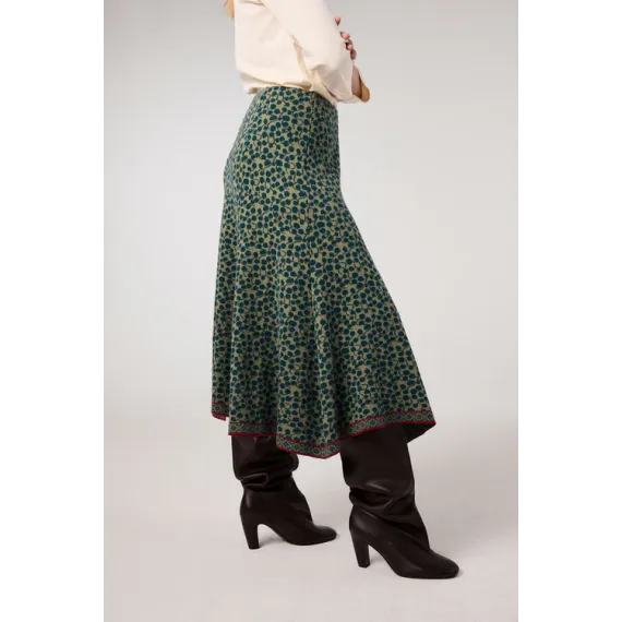 Himalaya.  Sisa jaquard langt skjørt. Flaskegrønn