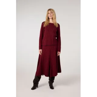 Himalaya.  Sisa jaquard langt skjørt. Aubergine/bordeaux