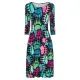 Alquema. 3/4 Sleeve Smash Pocket Dress. Rainbow moon bear