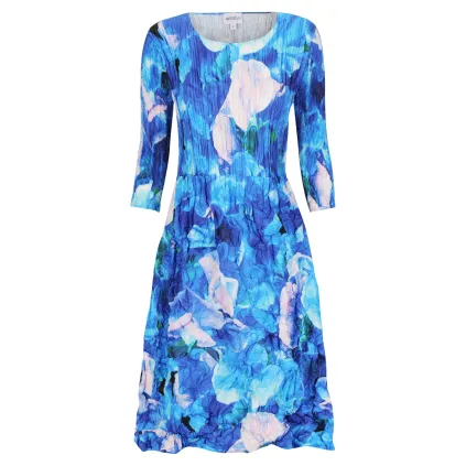 Alquema. 3/4 Sleeve Smash Pocket Dress. Ocean sweet pea