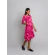Alquema. 3/4 Sleeve Smash Pocket Dress. Fuchsia noise