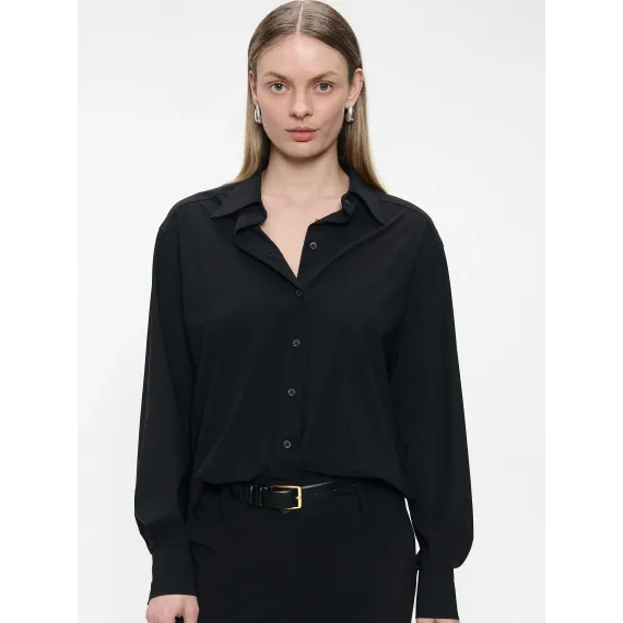 Jane Lushka.Ivona blouse technical jersey. Black