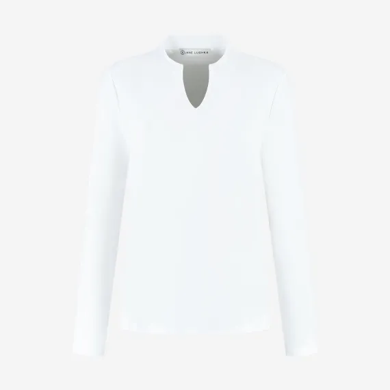 Jane Lushka. Andrea top LS technical jersey. White