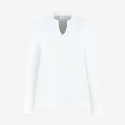 Jane Lushka. Andrea top LS technical jersey. White