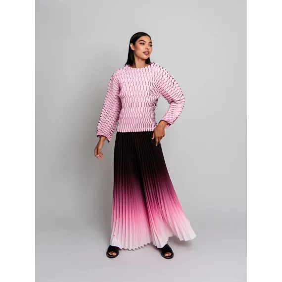 Alquema. LS. Lantern tee.  Pink/chocolate