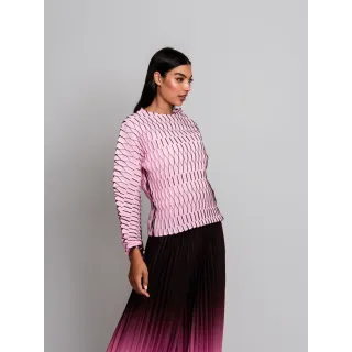 Alquema. LS. Lantern tee.  Pink/chocolate