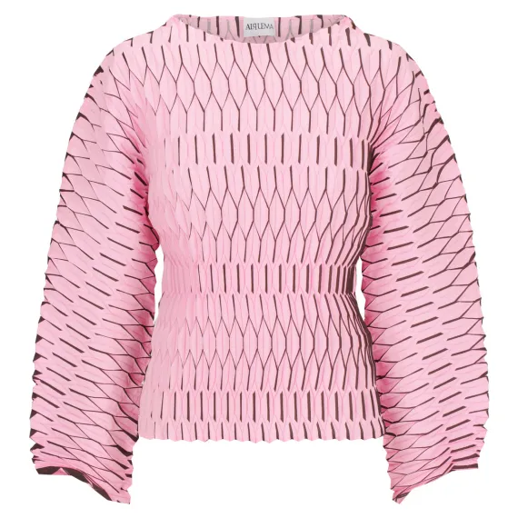 Alquema. LS. Lantern tee.  Pink/chocolate