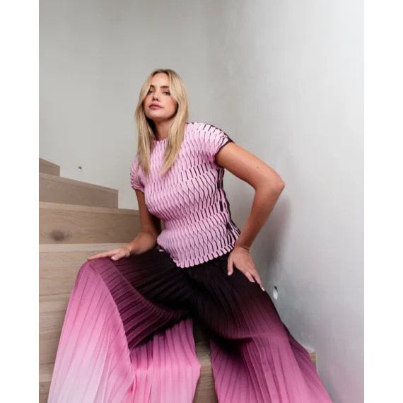 Alquema. Lantern tee.  Pink/chocolate