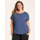 Basic, Gitte T-Shirt. Dusty Blue