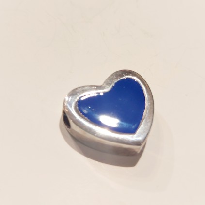 Blått hjerte i sølv. 925S