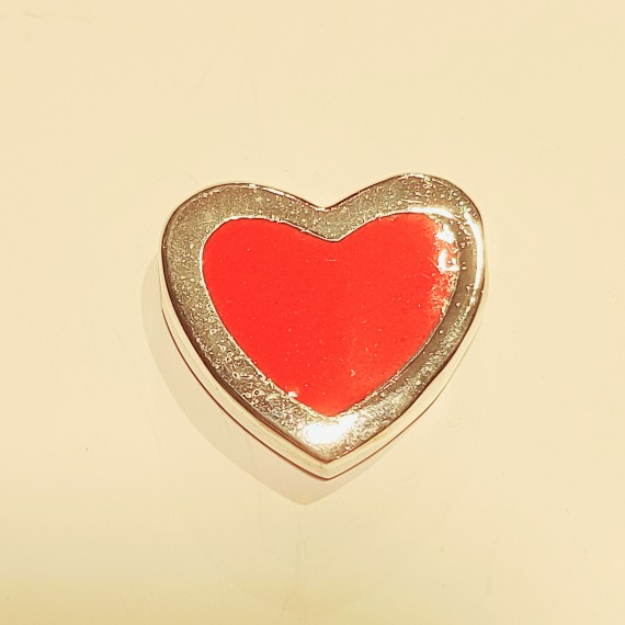 Rødt hjerte i sølv. 925S