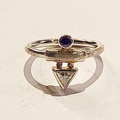 Sølvring. Ametyst / Cubic zirkonia. 925S.
