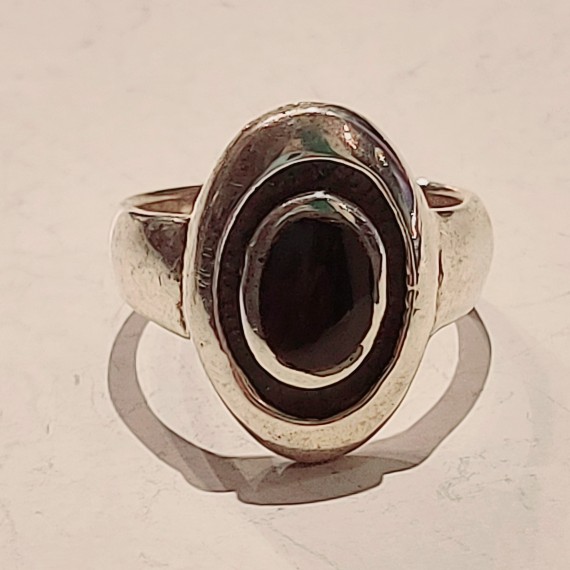 Sølvring.  Onyx. 925S.