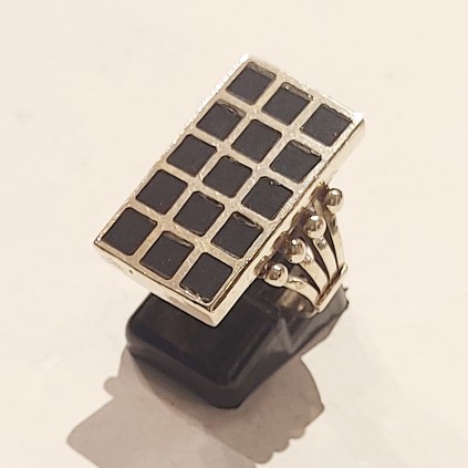 Sølvring. Onyx. 925S.