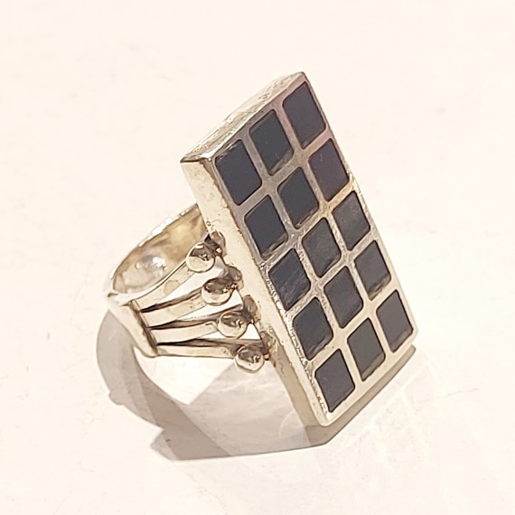 Sølvring. Onyx. 925S.